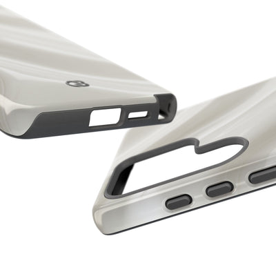 White Tough Phone Case for Samsung - Polished Ivory Wave