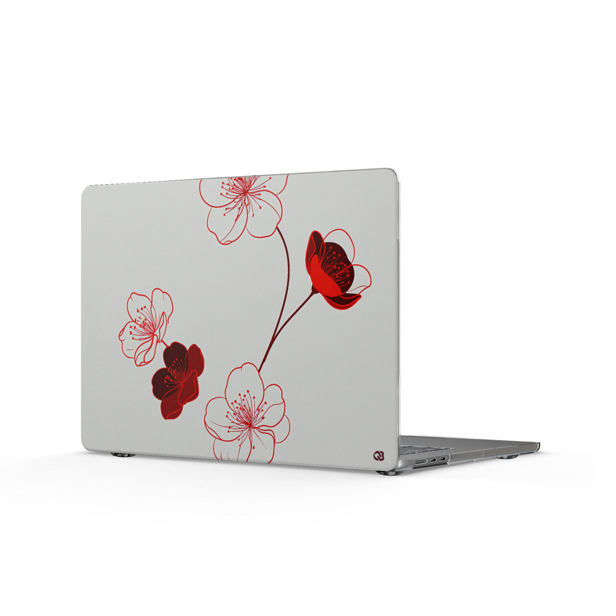Crimson Sakura Blossom · Clear Hard Case for MacBook · Red