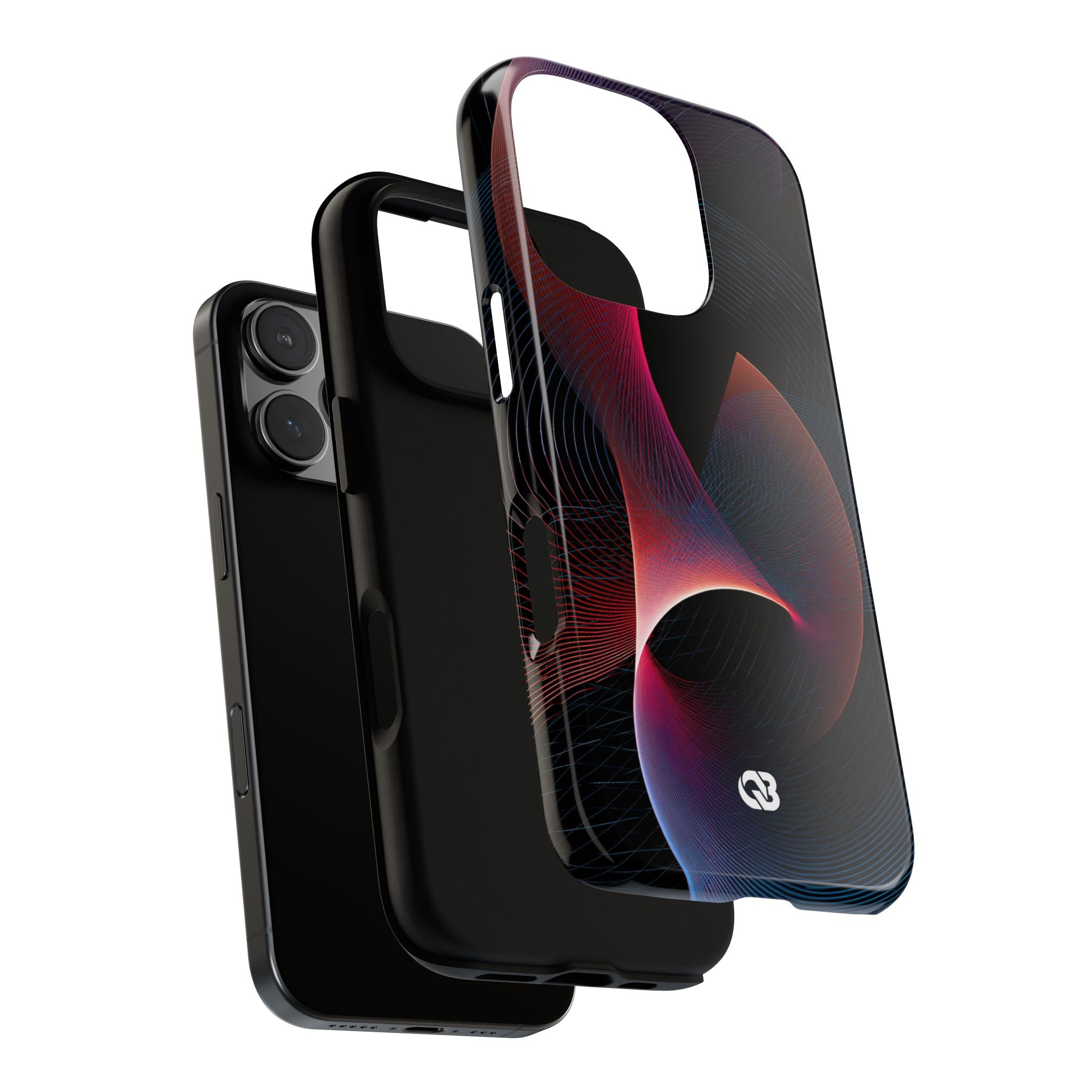 Black Tough Phone Case for iPhone - Cobalt Crimson Flux