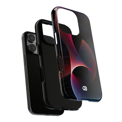 Black Tough Phone Case for iPhone - Cobalt Crimson Flux