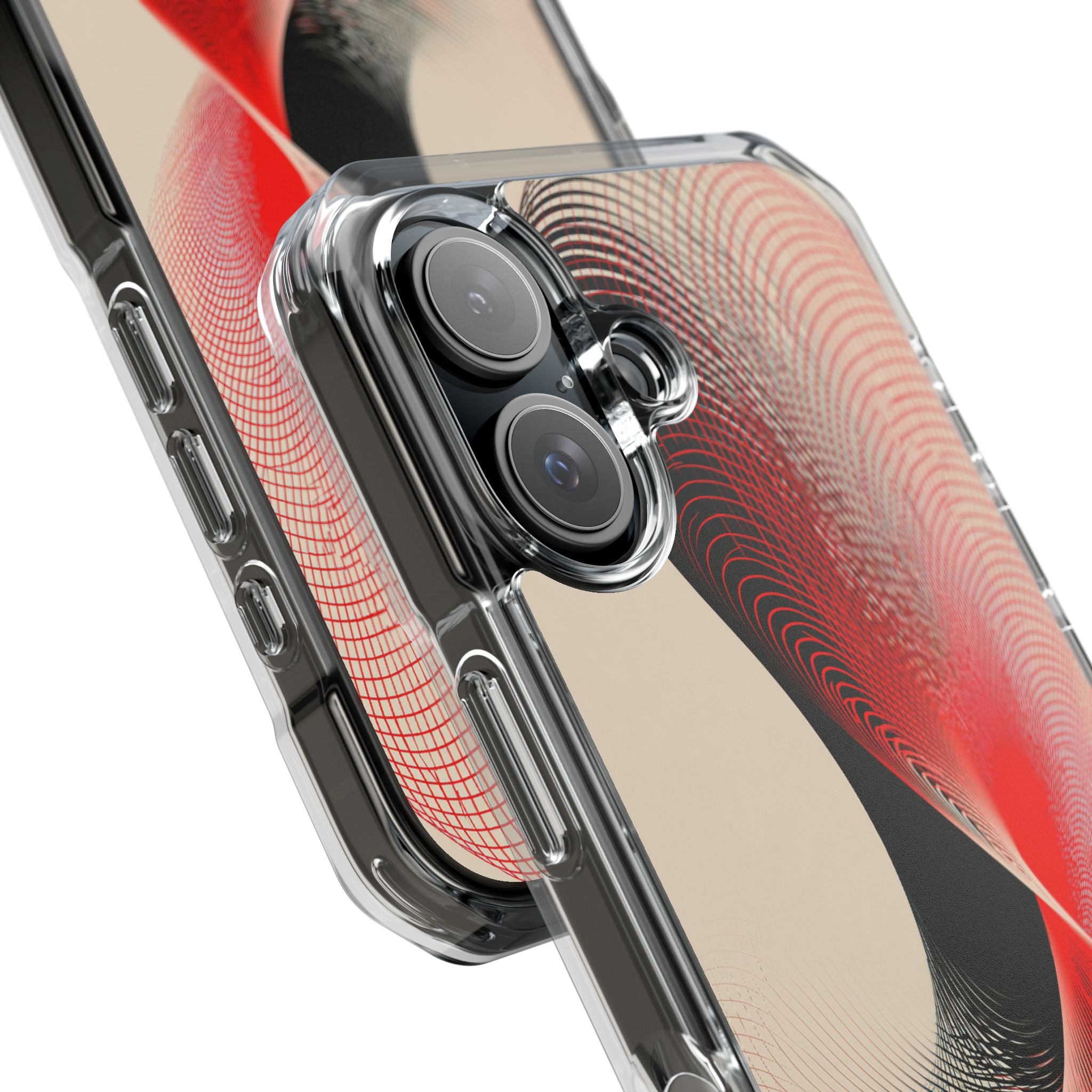 Red Impact MagSafe Phone Case for iPhone - Scarlet Wireframe Helix