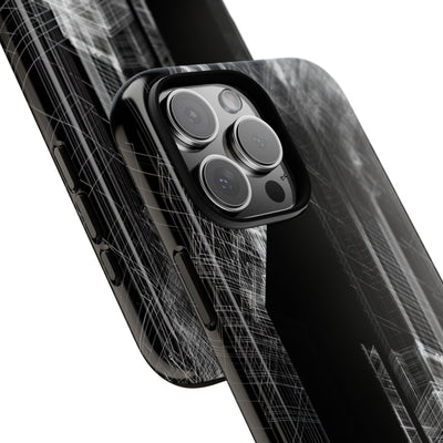 Black Tough Phone Case for iPhone - Ghost Urban Wireframe