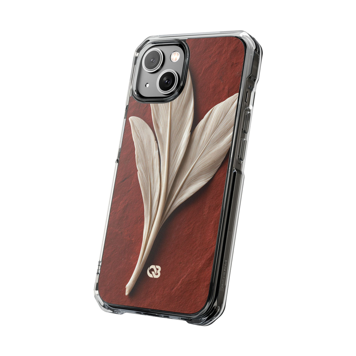 Carved Ivory Plume · Clear Impact Magnetic Phone Case for iPhone · Red
