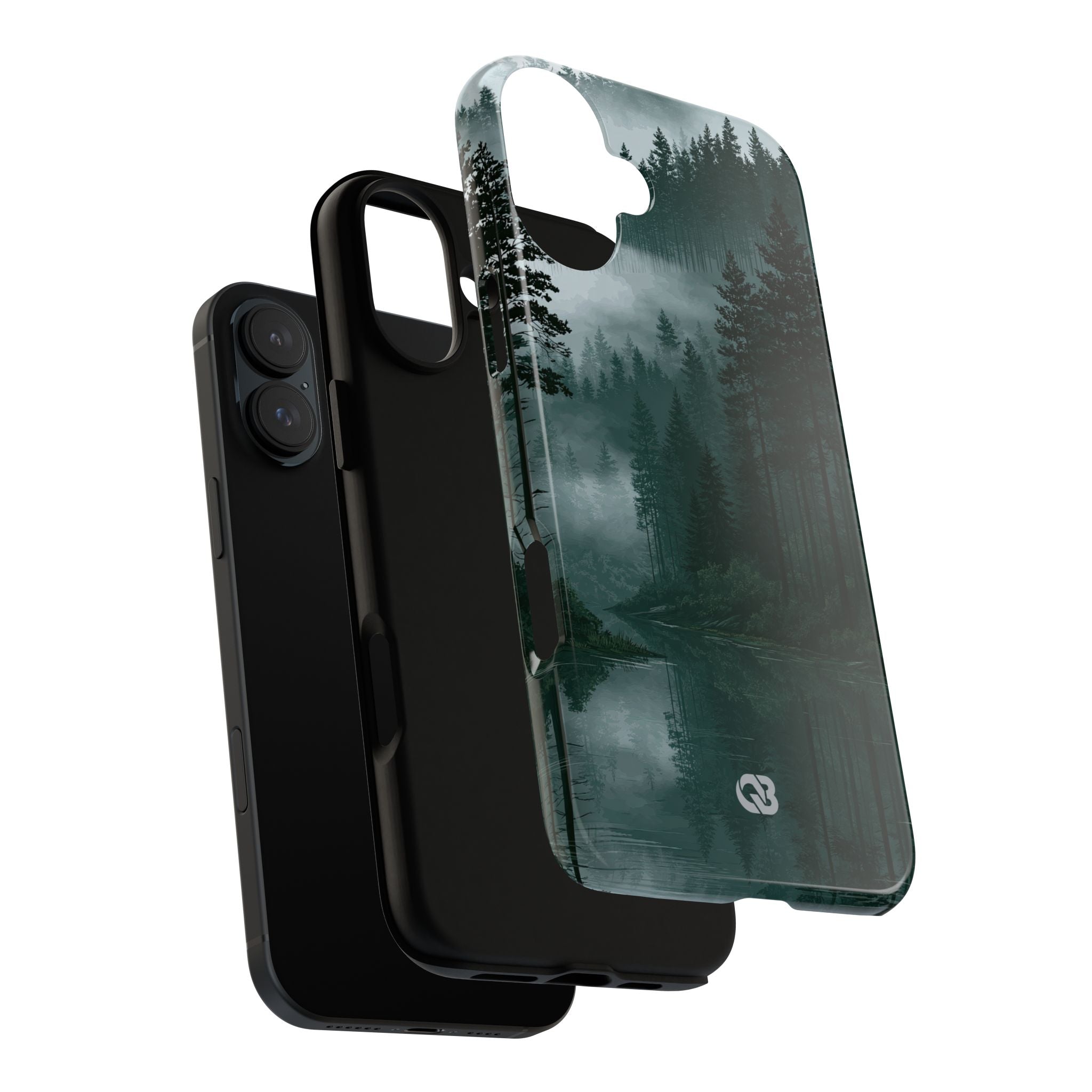 Green Tough Phone Case for iPhone - Misty Evergreen Mirror