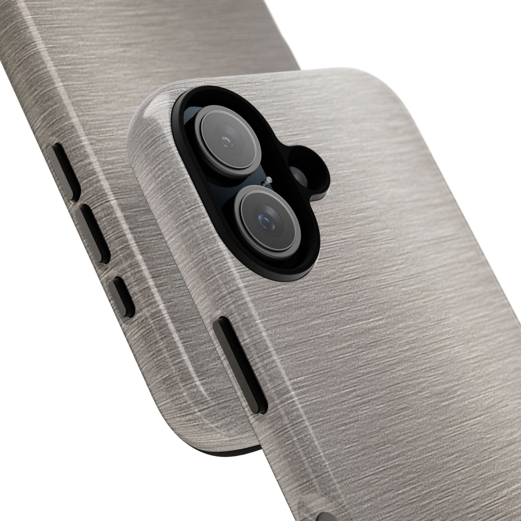 Grey Tough Phone Case for iPhone - Brushed Nickel Linen