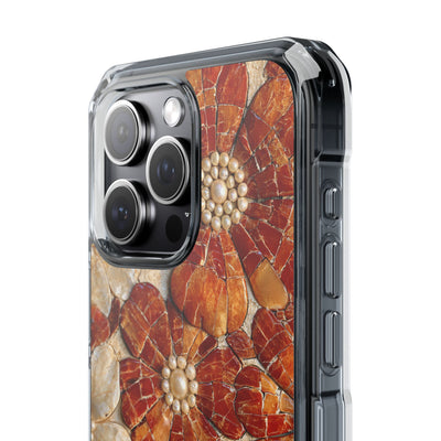 Carnelian Pearl Bloom · Clear Impact Magnetic Phone Case for iPhone · Orange