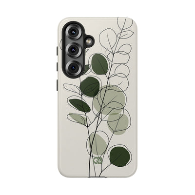Green Tough Phone Case for Samsung - Muted Eucalyptus Sketch