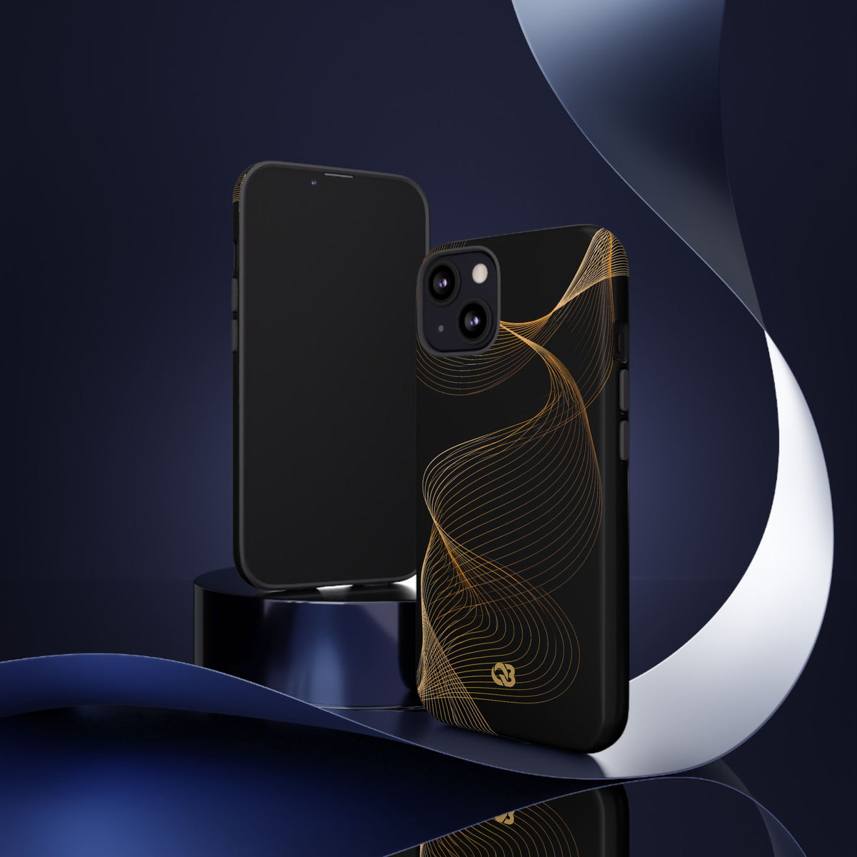 Golden Contour Flow · Tough Phone Case for iPhone · Black