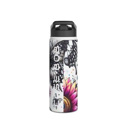 Monochrome Flutter - Stainless Steel Water Bottle