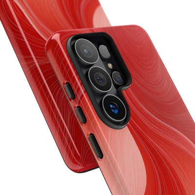 Red Tough Phone Case for Samsung - Crimson Silk Strands
