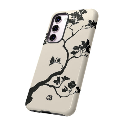 Beige Tough Phone Case for Samsung - Obsidian Bonsai Silhouette