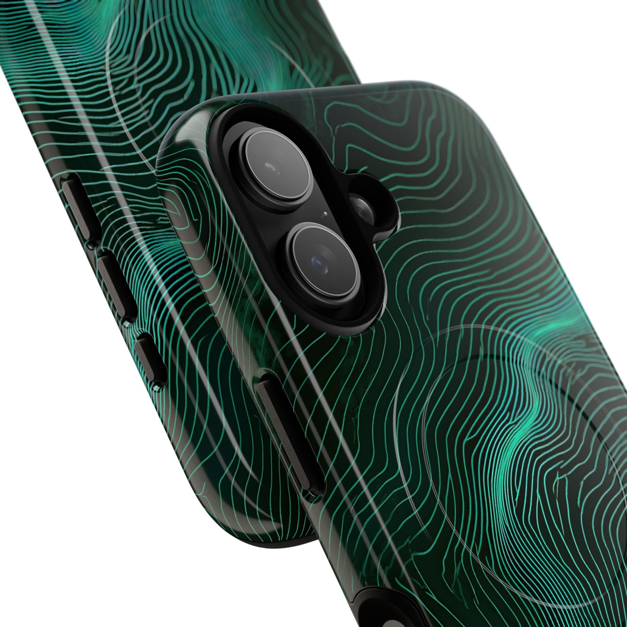 Teal Tough 2.0 Magsafe Phone Case for iPhone - Neon Jade Contour