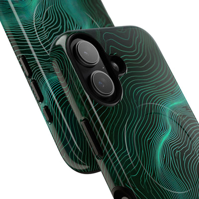 Teal Tough 2.0 Magsafe Phone Case for iPhone - Neon Jade Contour