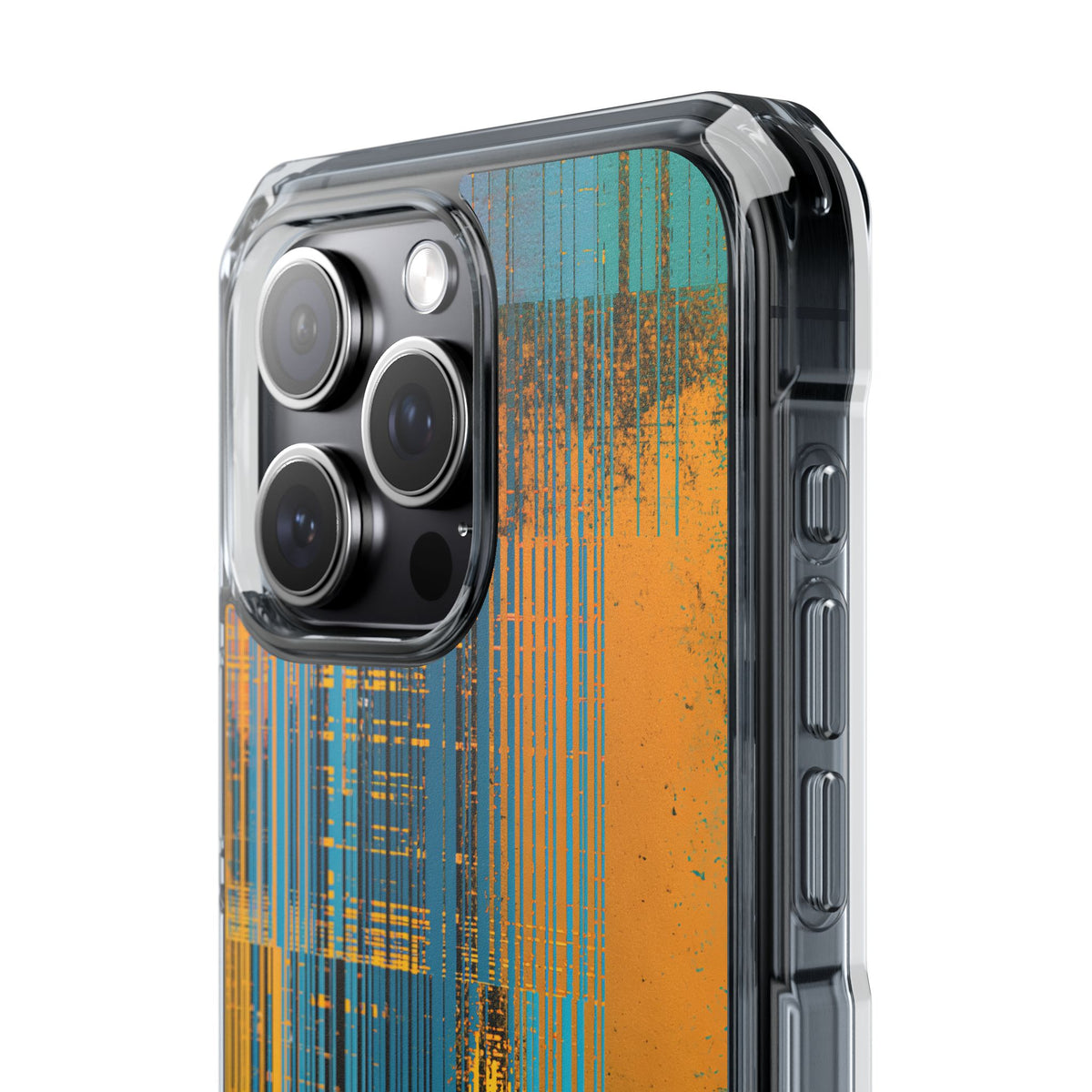 Cyber Glitch Stream · Clear Impact Magnetic Phone Case for iPhone · Teal