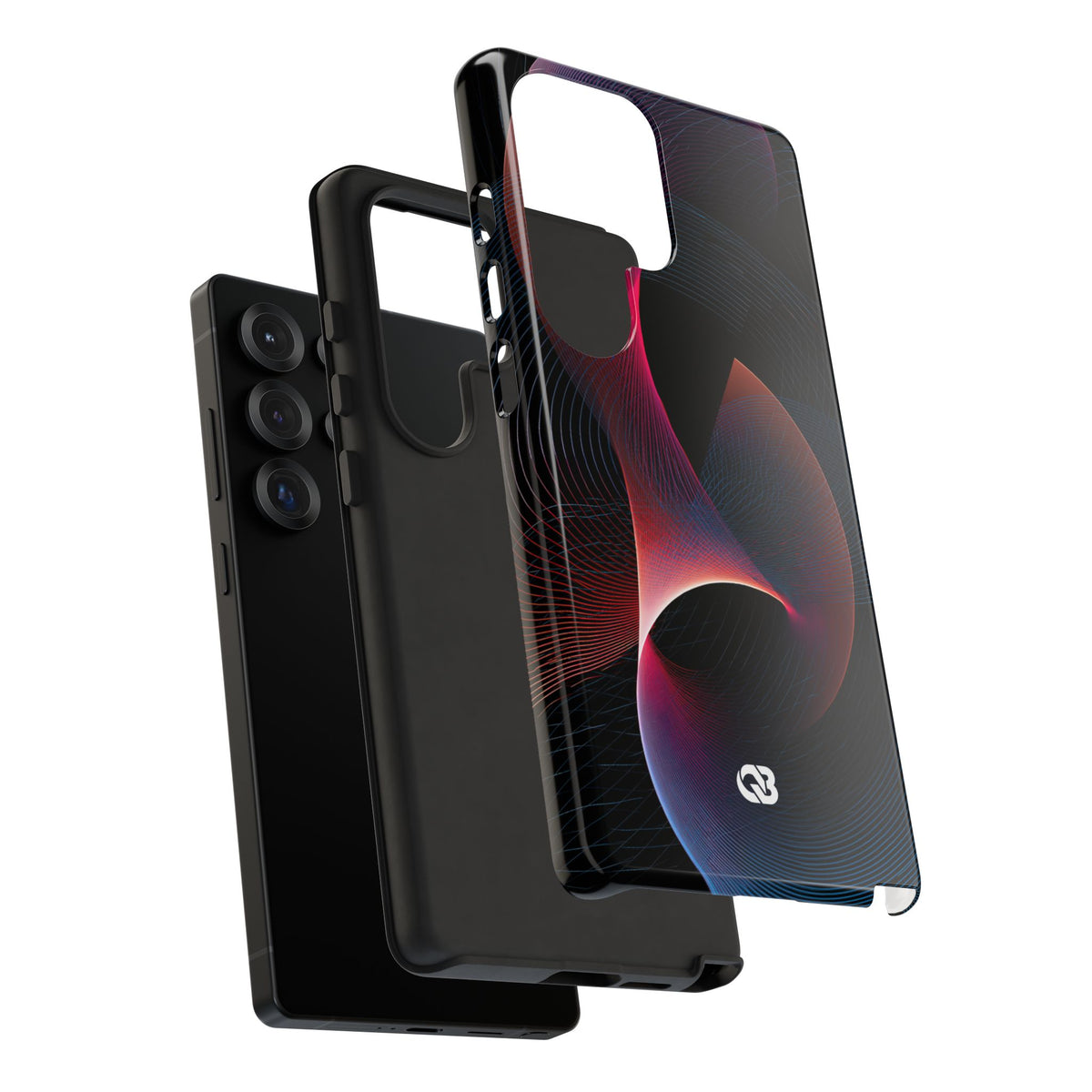 Black Tough Phone Case for Samsung - Cobalt Crimson Flux