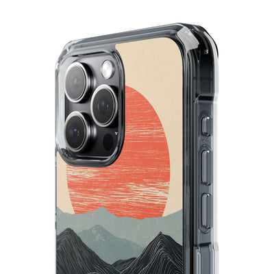 Beige Impact MagSafe Phone Case for iPhone - Crimson Ridge Flow