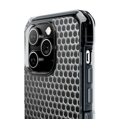 Brushed Perforated Steel · Clear Impact Magnetic Phone Case for iPhone ·  Silver