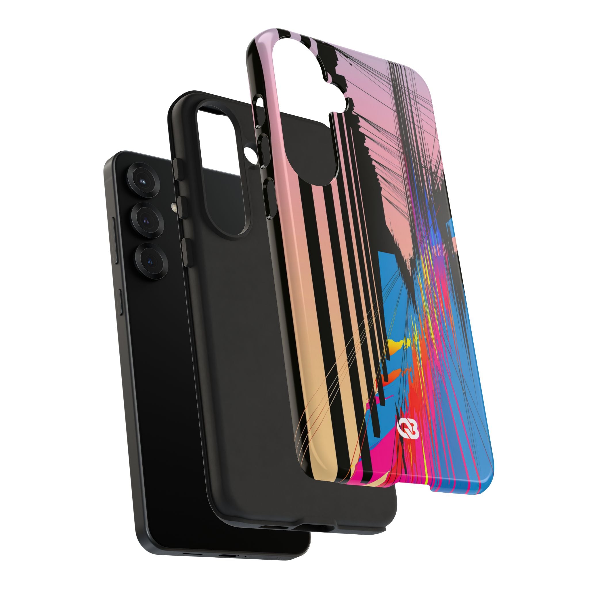 Blue Tough Phone Case for Samsung - Fractured Data Skyline