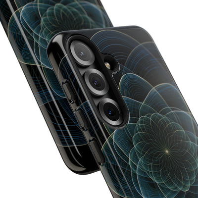 Blue Tough Phone Case for Samsung - Celestial Wireframe Bloom