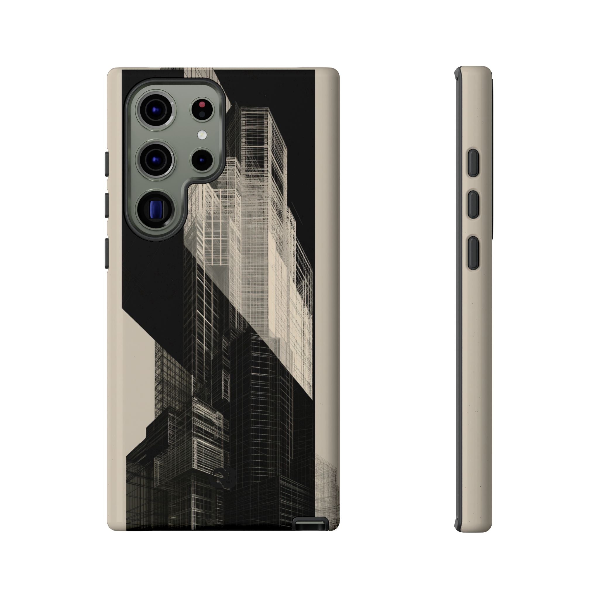 Beige Tough Phone Case for Samsung - Monolith Urban Grid
