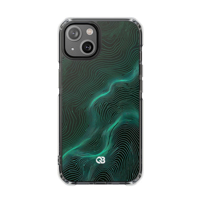 Emerald Topo Ridge · Clear Impact Magnetic Phone Case for iPhone · Green