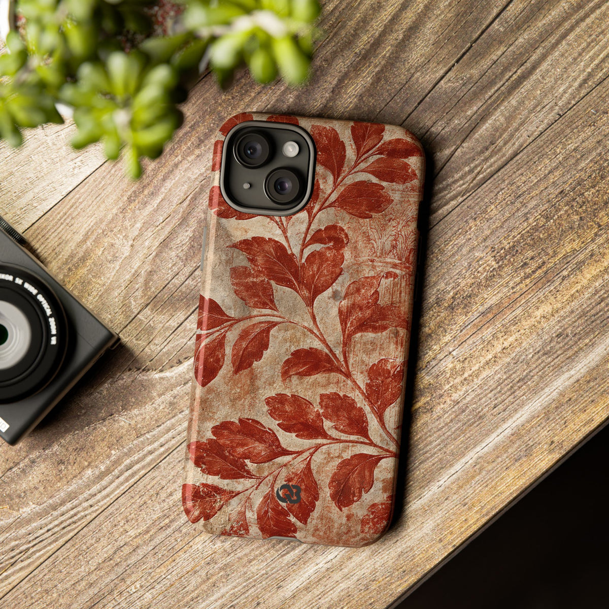Terracotta Botanical Fresco · Tough Phone Case for iPhone · Red