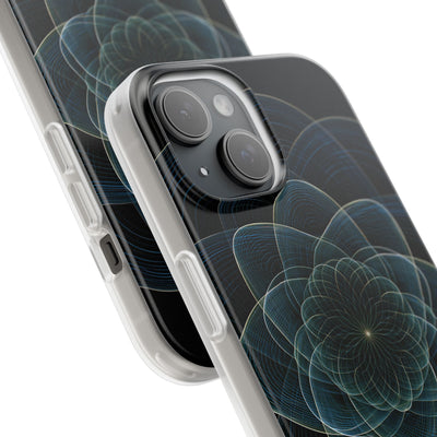 Blue Lite Phone Case for iPhone - Celestial Wireframe Bloom