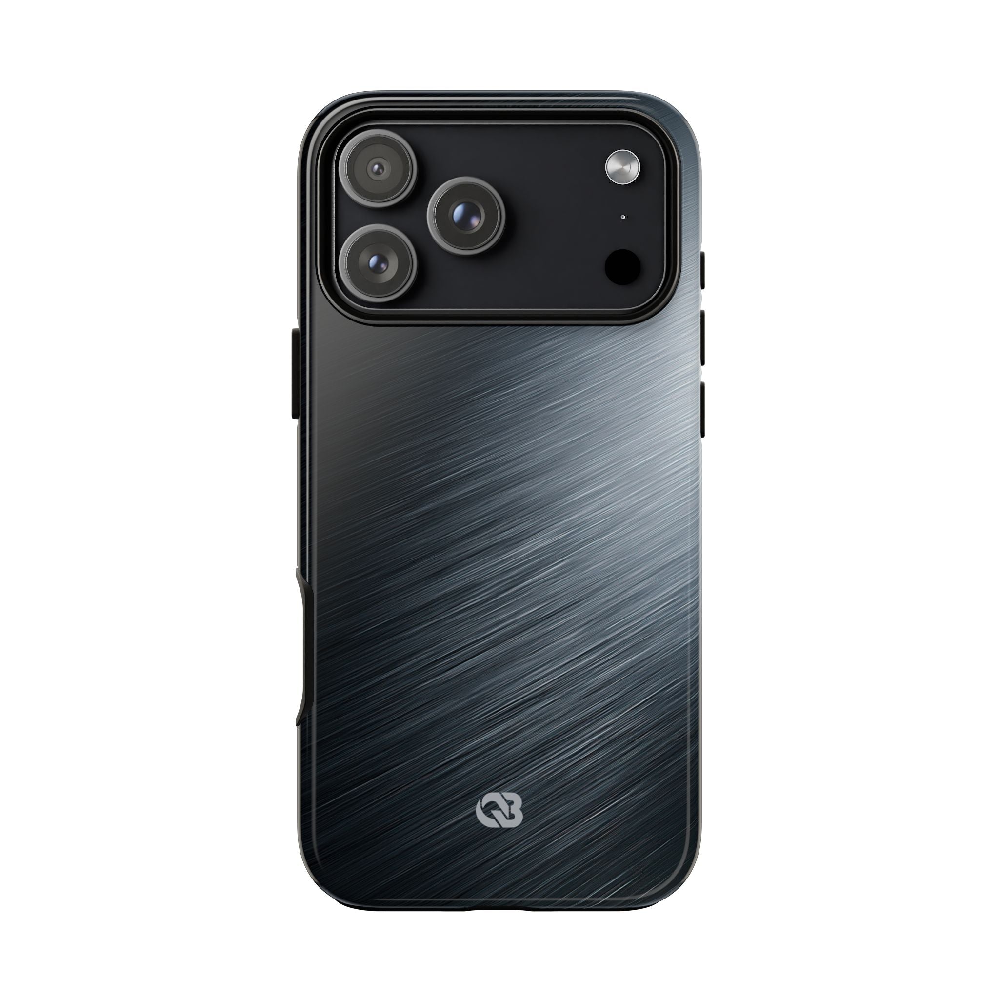 Grey Tough Phone Case for iPhone - Charcoal Brushed Steel