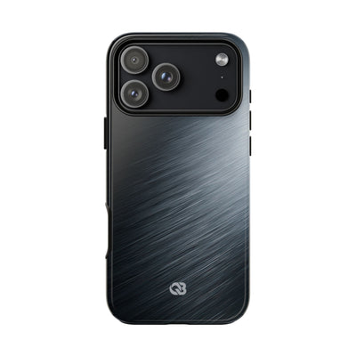 Grey Tough Phone Case for iPhone - Charcoal Brushed Steel