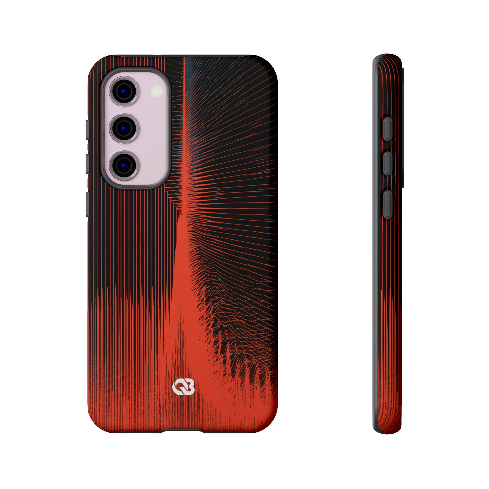 Red Tough Phone Case for Samsung - Crimson Frequency Pulse