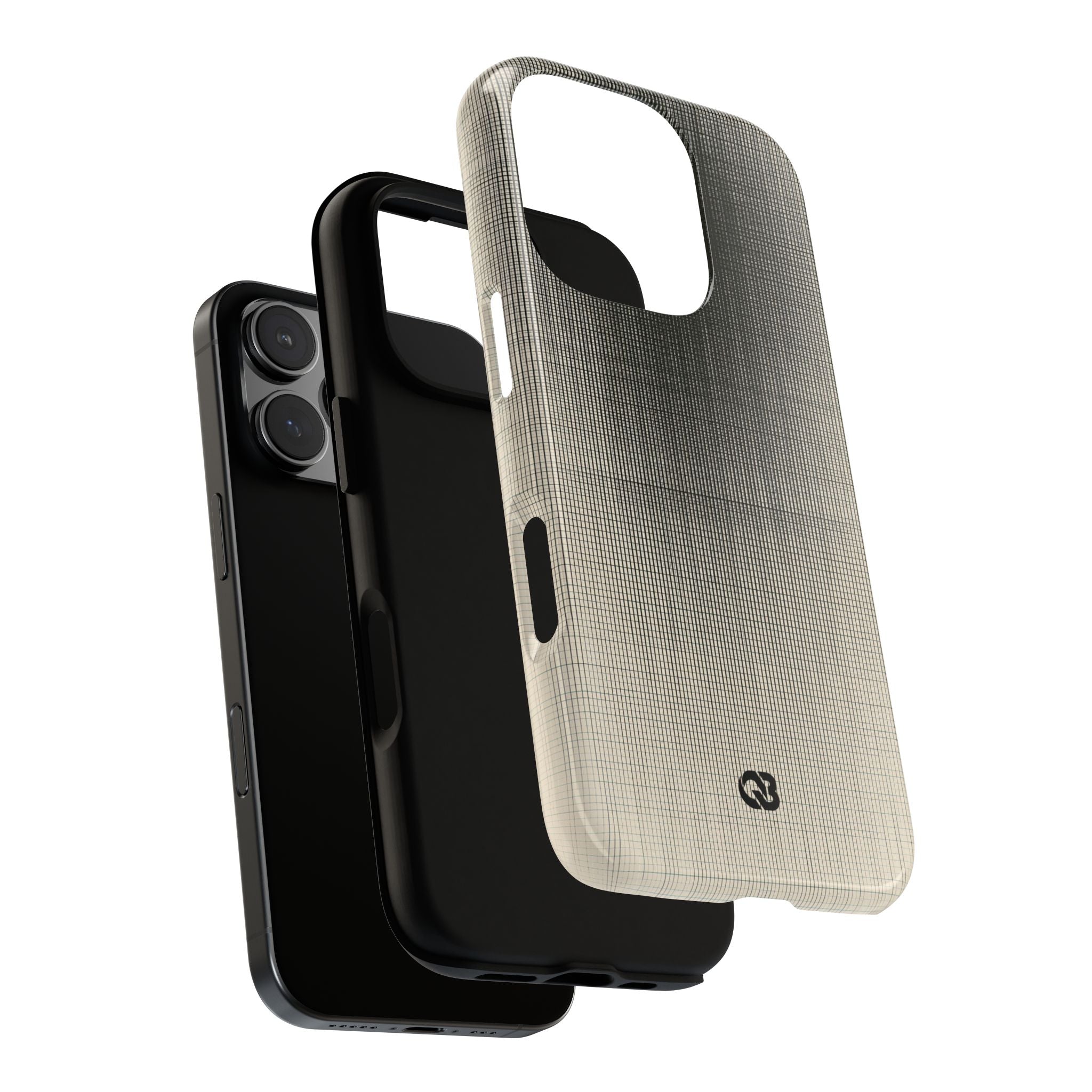Beige Tough Phone Case for iPhone - Carbon Screen Grid