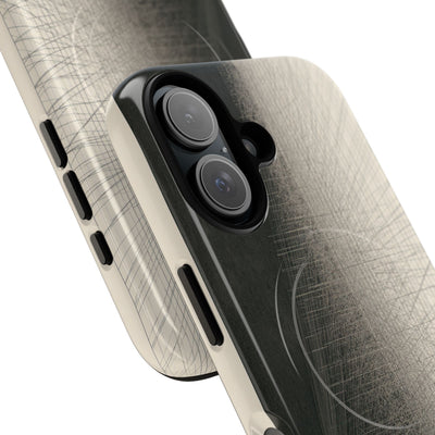 Beige Tough 2.0 Magsafe Phone Case for iPhone - Brutalist Graphite Grid