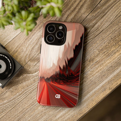Red Tough Phone Case for iPhone - Crimson Pulse Horizon