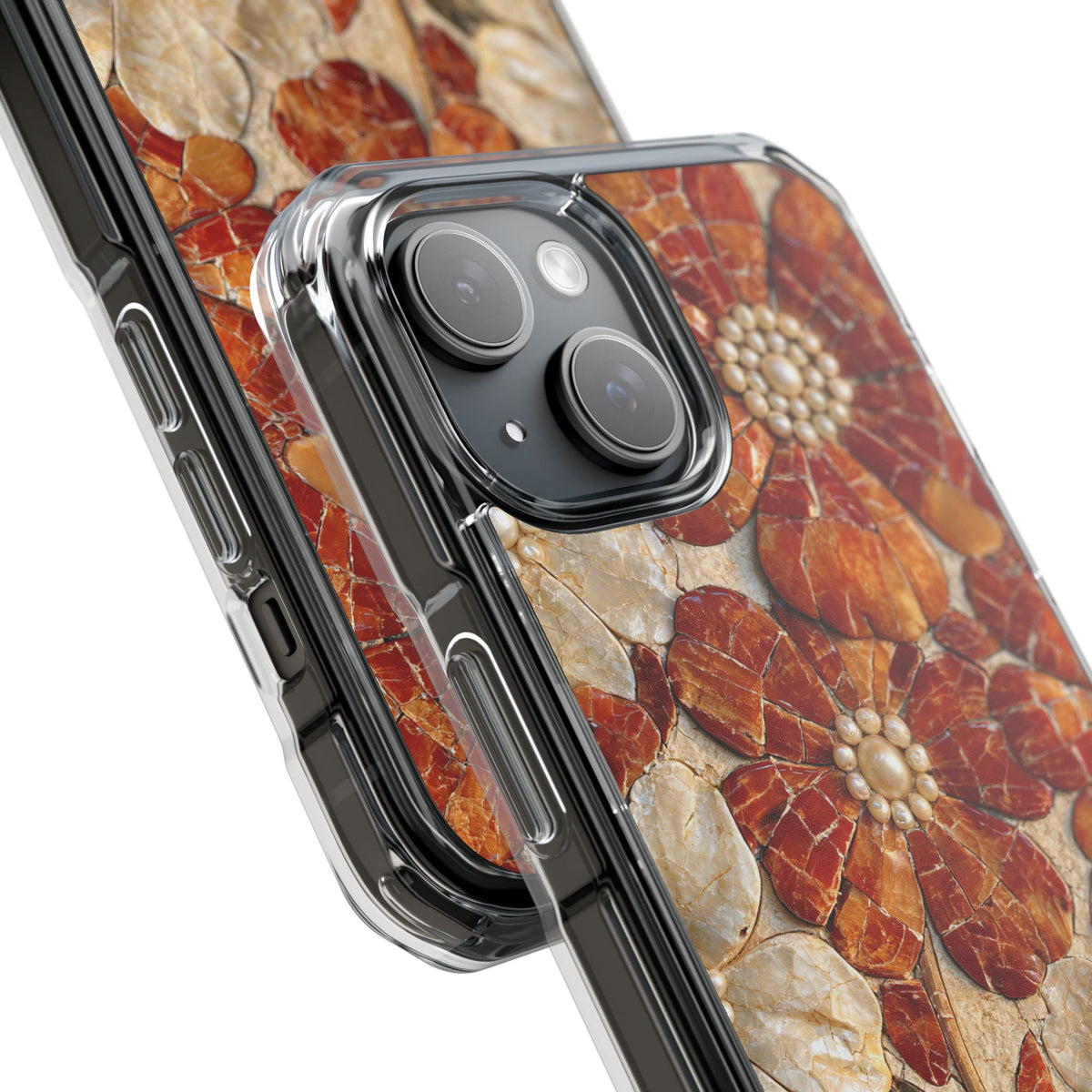 Carnelian Pearl Bloom · Clear Impact Magnetic Phone Case for iPhone · Orange