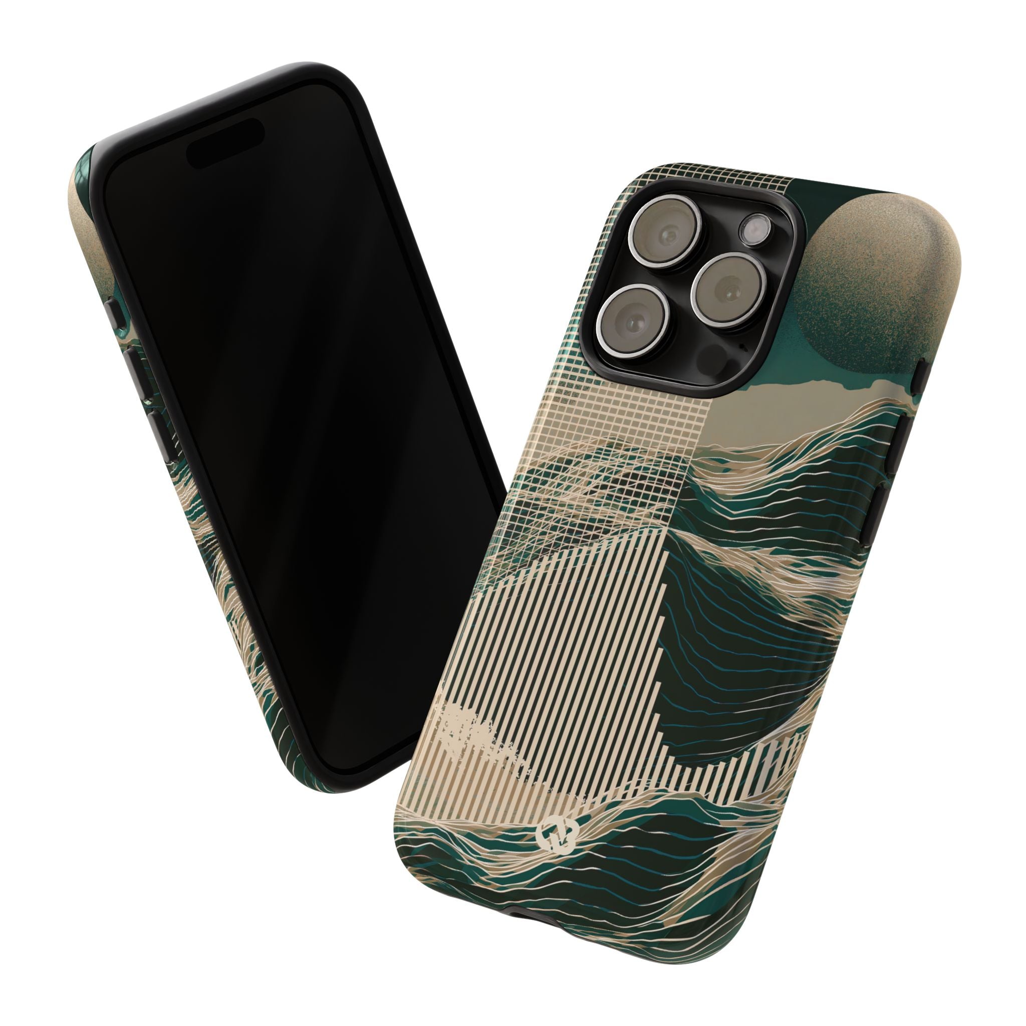 Green Tough Phone Case for iPhone - Lunar Moss Topography