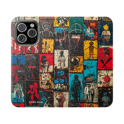 Portrait Grid Crimson - iPhone 16 Pro Case - Wallet