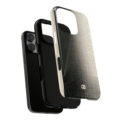 Beige Tough Phone Case for iPhone - Brutalist Graphite Grid