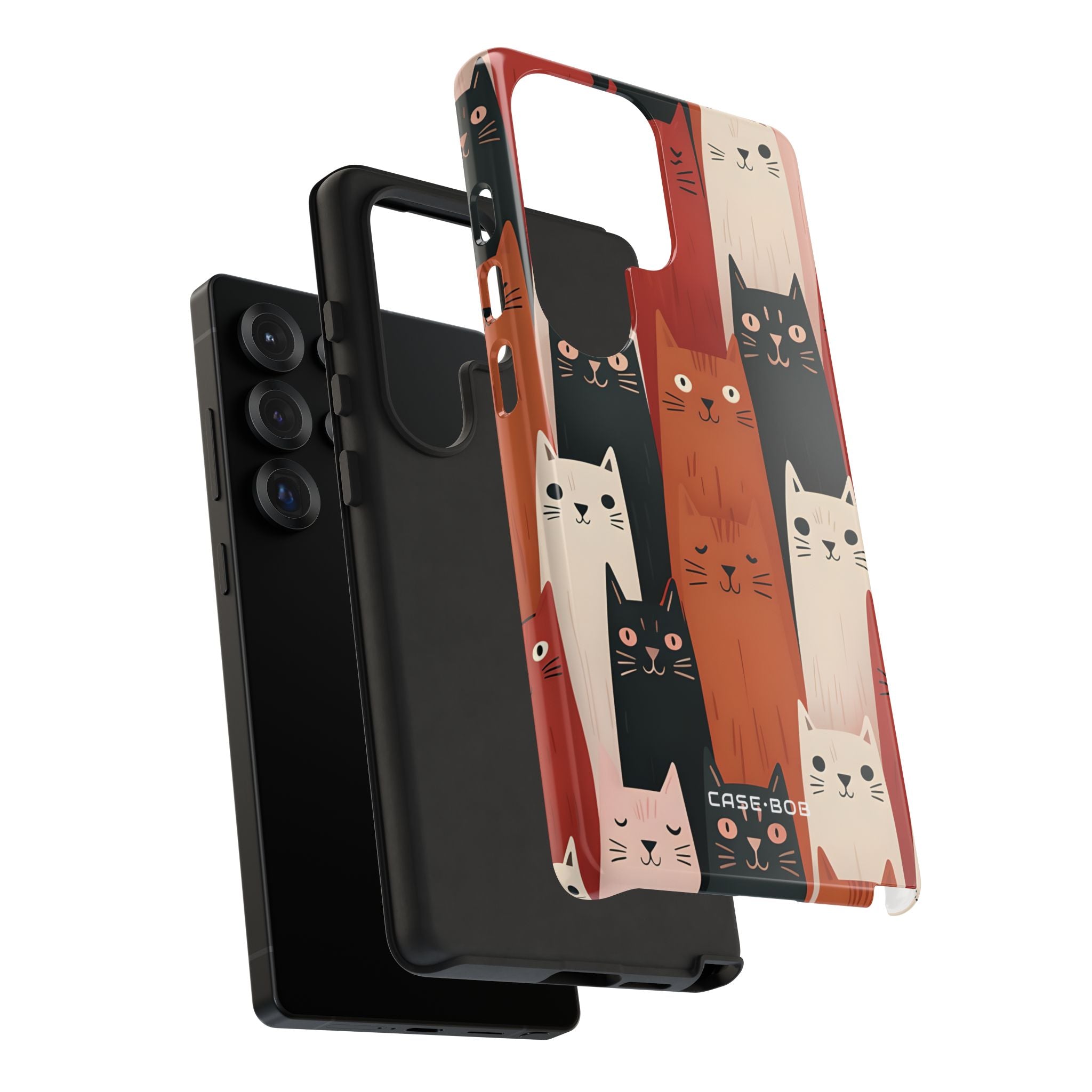 Elongated Cats Zwart Samsung S25 Ultra Case - Tough