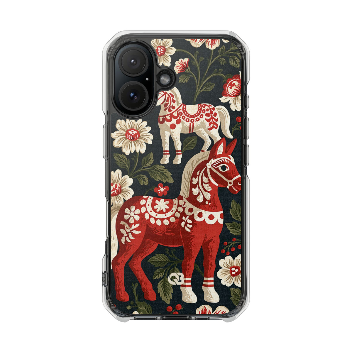 Nordic Dala Meadow · Clear Impact Magnetic Phone Case for iPhone · Red
