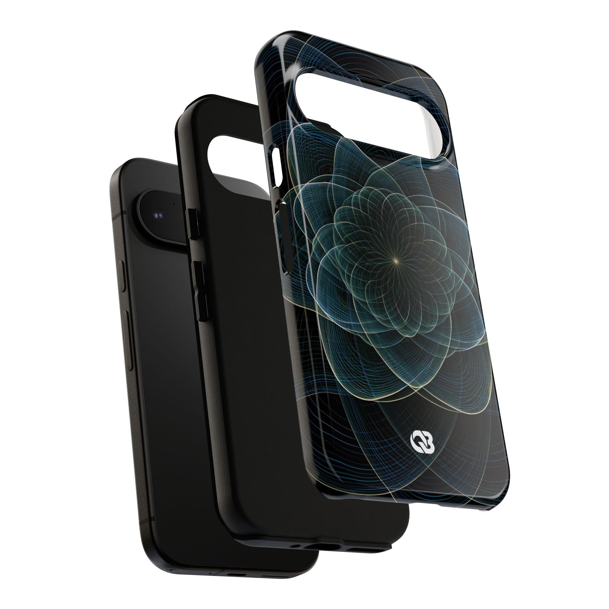 Blue Tough Phone Case for Google Pixel - Celestial Wireframe Bloom