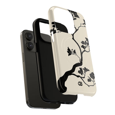Beige Tough 2.0 Magsafe Phone Case for iPhone - Obsidian Bonsai Silhouette