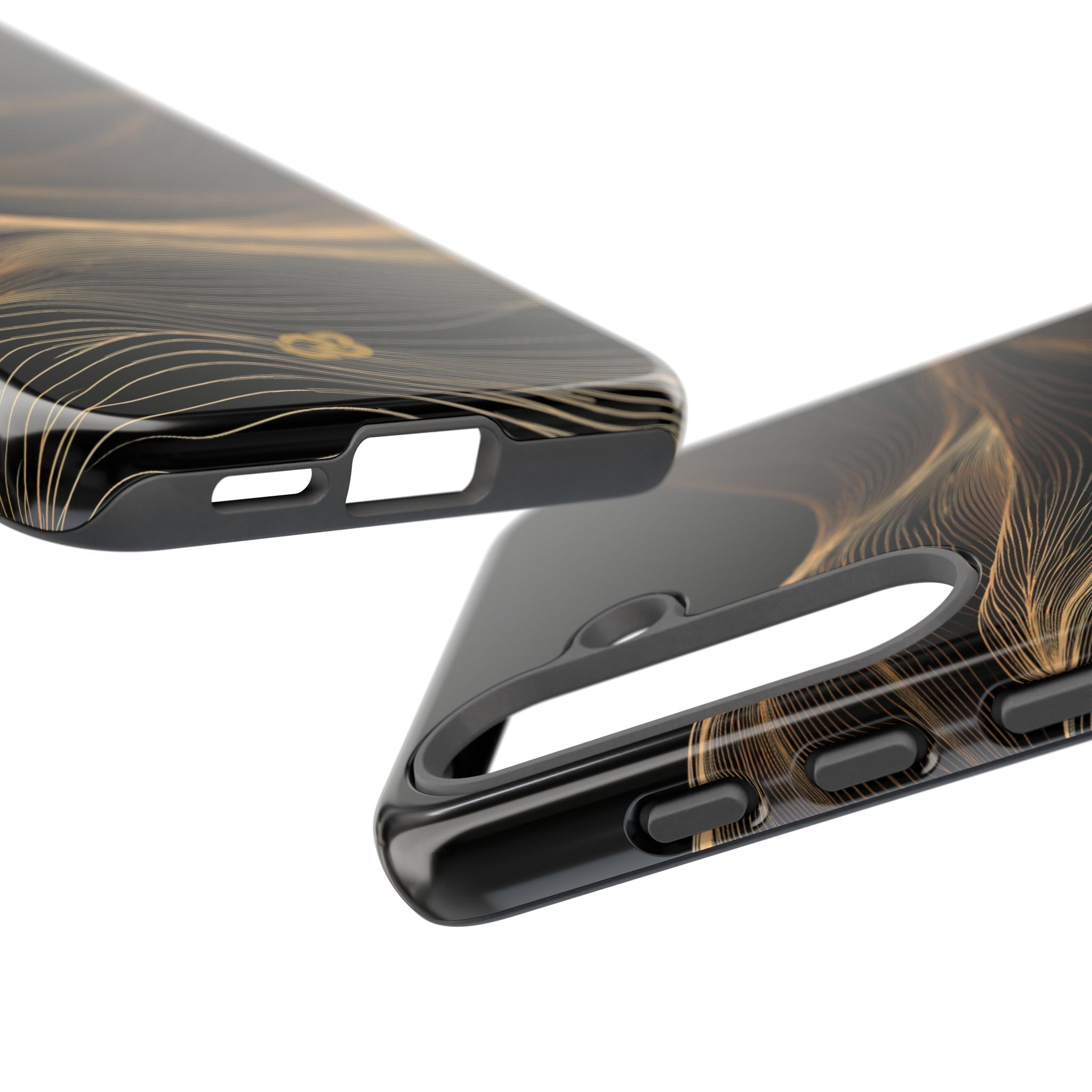 Black Tough Phone Case for Samsung - Copper Topo Ridge