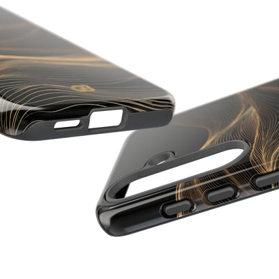 Black Tough Phone Case for Samsung - Copper Topo Ridge