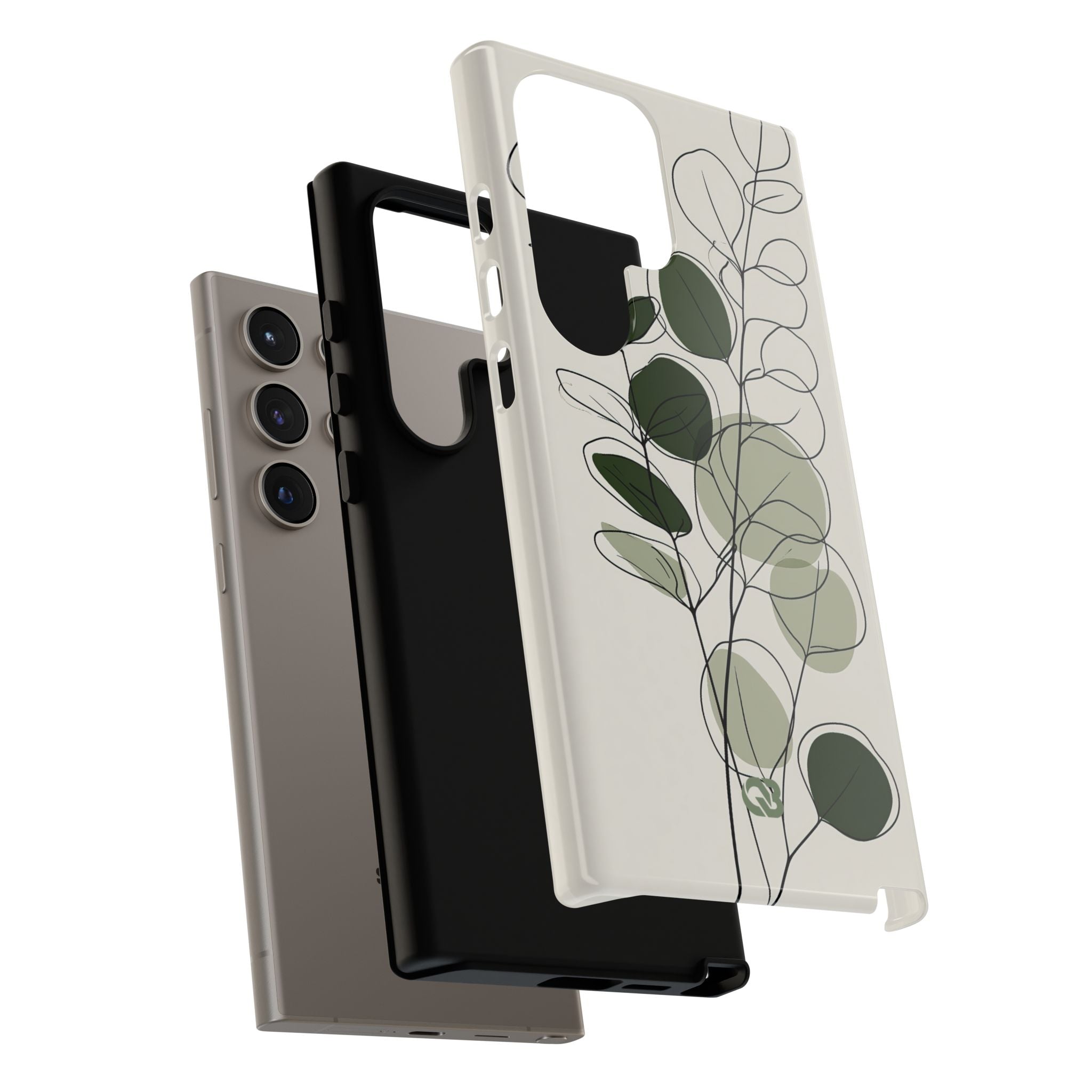 Green Tough Phone Case for Samsung - Muted Eucalyptus Sketch
