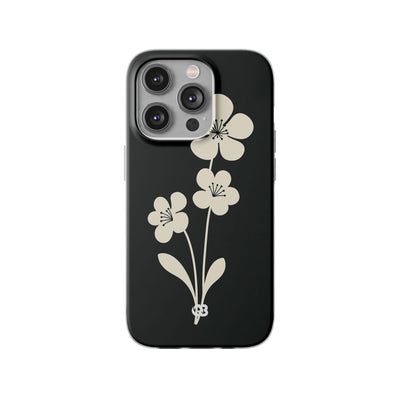 Black Lite Phone Case for iPhone - Obsidian Cream Bloom