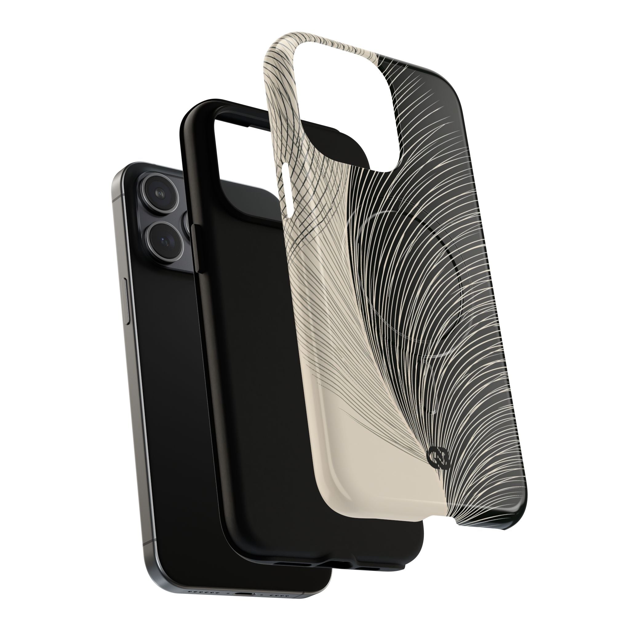 Beige Tough 2.0 Magsafe Phone Case for iPhone - Obsidian Cream Plume