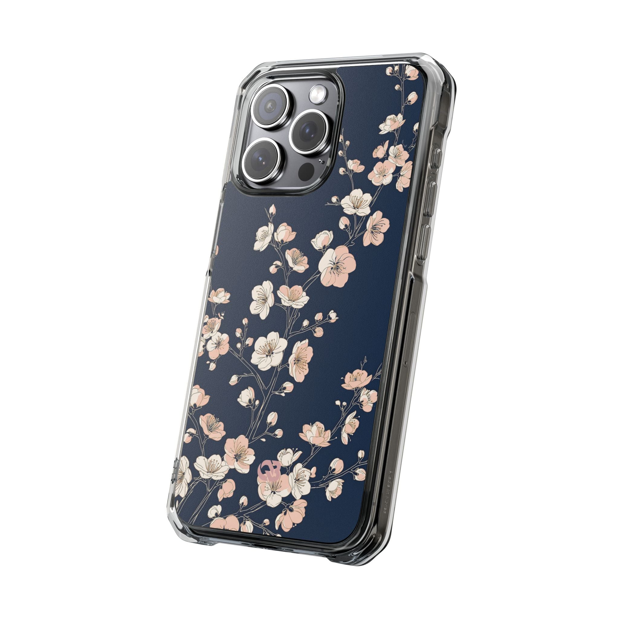Blue Impact MagSafe Phone Case for iPhone - Midnight Peach Sakura