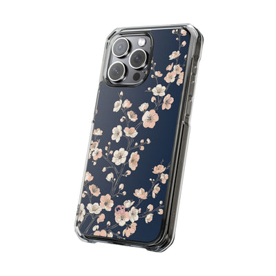 Blue Impact MagSafe Phone Case for iPhone - Midnight Peach Sakura