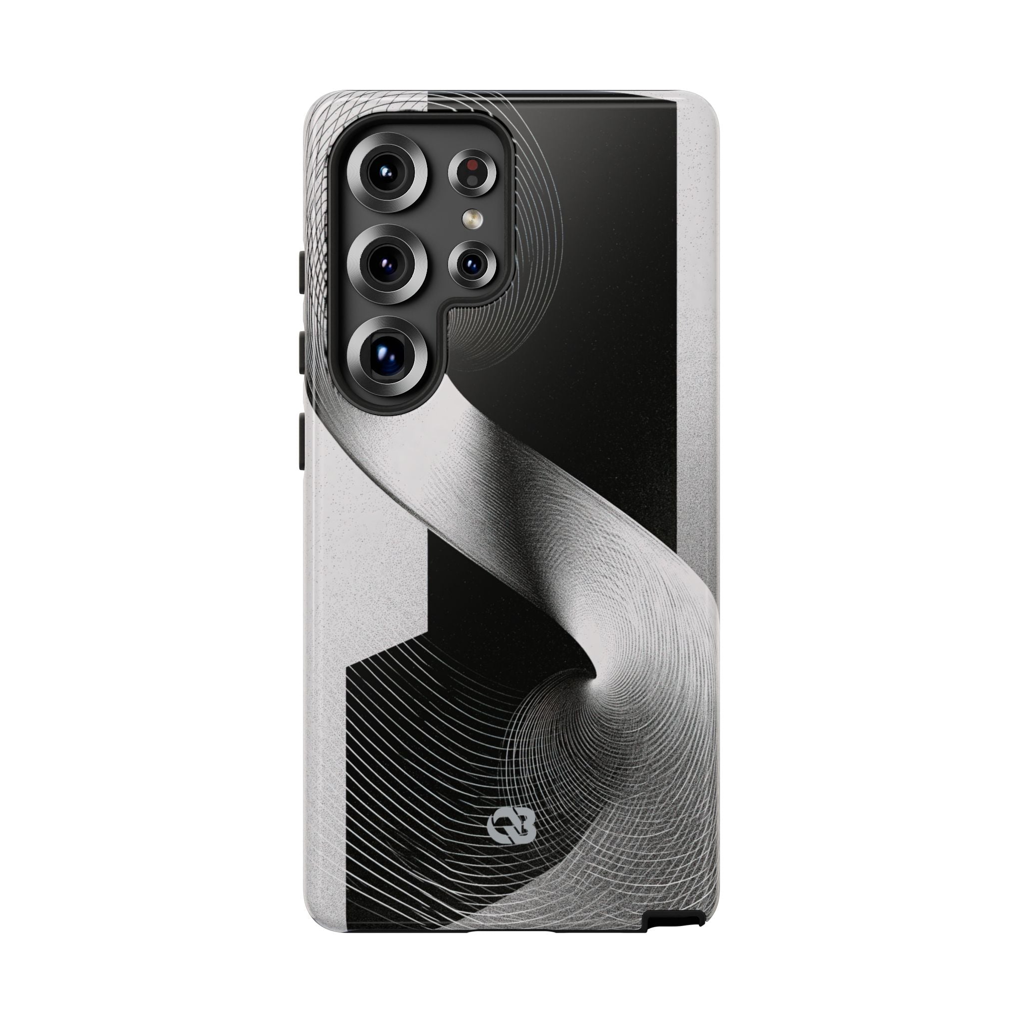 Grey Tough Phone Case for Samsung - Obsidian Moiré Wave