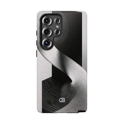 Grey Tough Phone Case for Samsung - Obsidian Moiré Wave